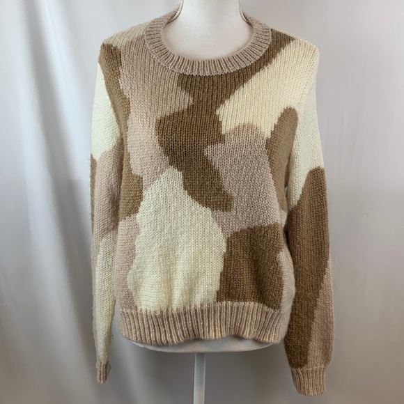 Wooden Ships Camo Chunky Pullover Sweater Sz XS/S Soft Casual Boho - Picture 1 of 9